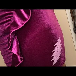 Grateful Dead bolt velvet mini skirt